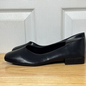 SEYCHELLES Black Low Heel Pump Size 10 Square Toe Fabric lines staple shoe work